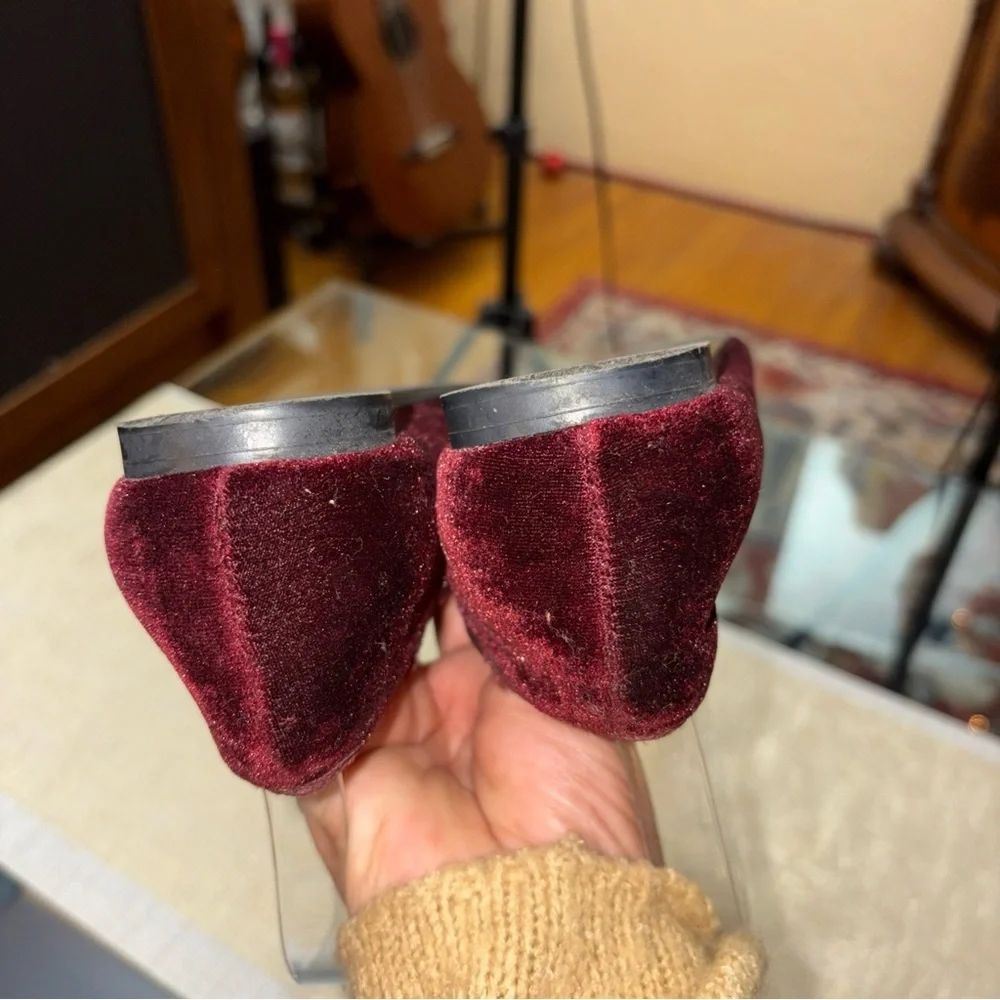 ZARA Elegant Burgundy Velvet Loafers SIZE 36EU
